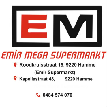 Logo Turkse supermarkt met parking - Emir Supermarket, Hamme